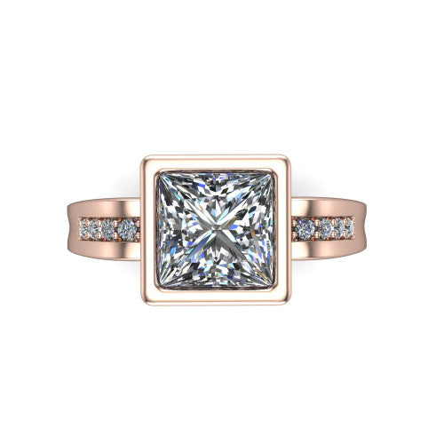 Arya Princess Shape Solitaire Engagement Ring in 14K Rose Gold