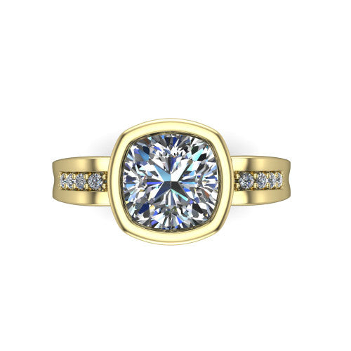 Arya Cushion Shape Solitaire Engagement Ring in 18K Yellow Gold