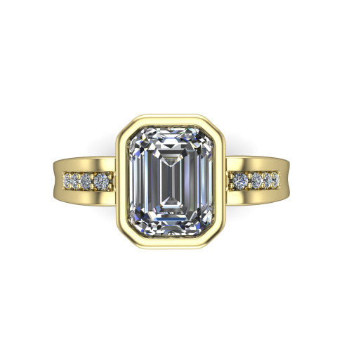 Arya Emerald Shape Solitaire Engagement Ring in 18K Yellow Gold