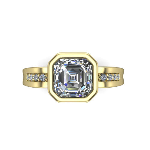 Arya Square Emerald Shape Solitaire Engagement Ring in 18K Yellow Gold