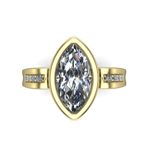 Arya Marquise Shape Solitaire Engagement Ring in 14K Yellow Gold