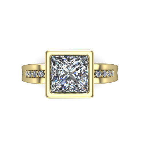 Arya Princess Shape Solitaire Engagement Ring in 14K Yellow Gold