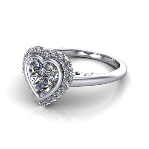 Remi Heart Shape Halo Engagement Ring in Platinum