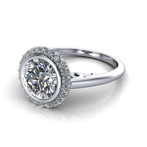 Remi Round Shape Halo Engagement Ring in 14K White Gold