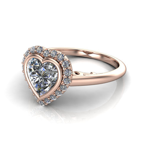 Remi Heart Shape Halo Engagement Ring in 18K Rose Gold