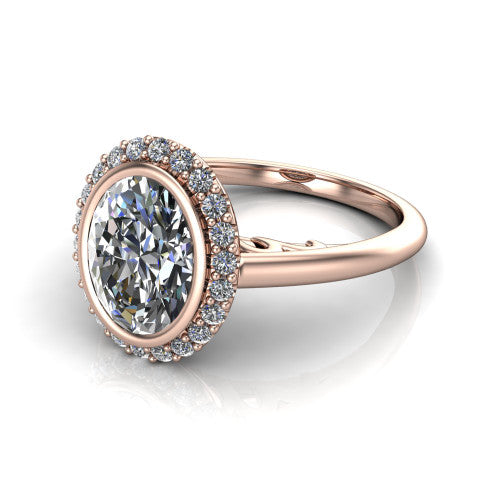 Remi Oval Shape Halo Engagement Ring in 14K Rose Gold
