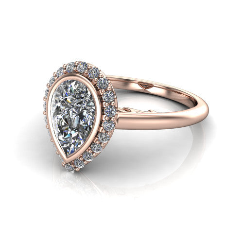 Remi Pear Shape Halo Engagement Ring in 18K Rose Gold