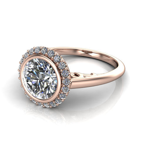 Remi Round Shape Halo Engagement Ring in 14K Rose Gold