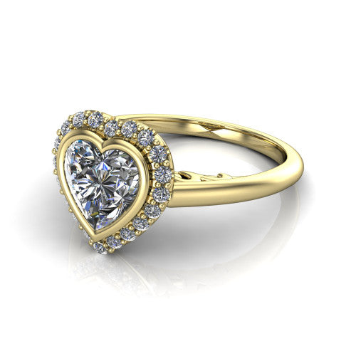 Remi Heart Shape Halo Engagement Ring in 18K Yellow Gold