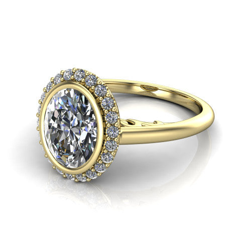 Remi Oval Shape Halo Engagement Ring in 18K Yellow Gold