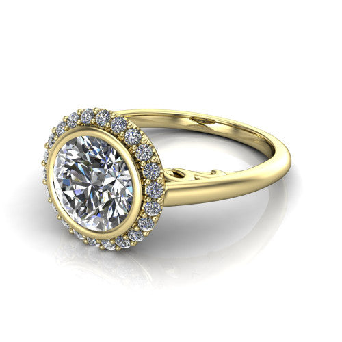 Remi Round Shape Halo Engagement Ring in 18K Yellow Gold