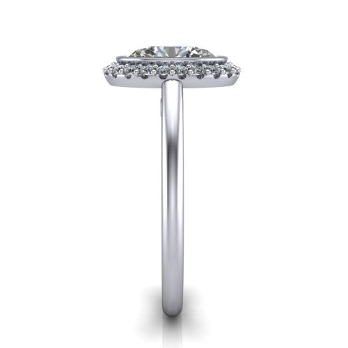 Remi Oval Shape Halo Engagement Ring in 18K White Gold