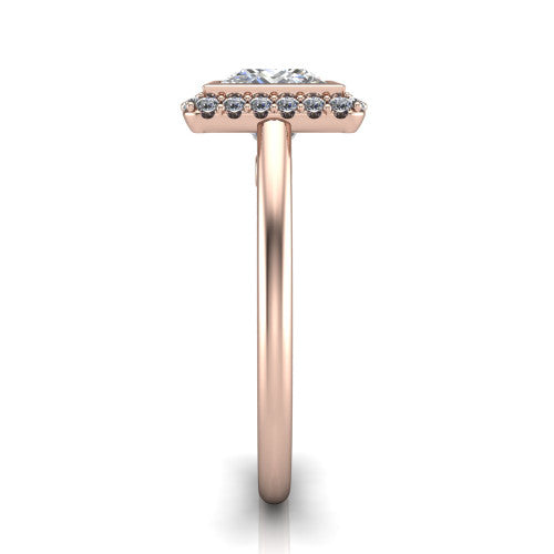 Remi Princess Shape Halo Engagement Ring in 14K Rose Gold