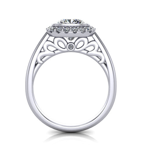 Remi Cushion Shape Halo Engagement Ring in Platinum