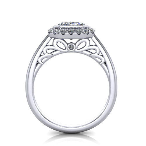 Remi Emerald Shape Halo Engagement Ring in 18K White Gold