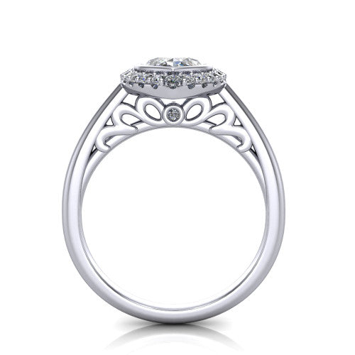 Remi Marquise Shape Halo Engagement Ring in 18K White Gold