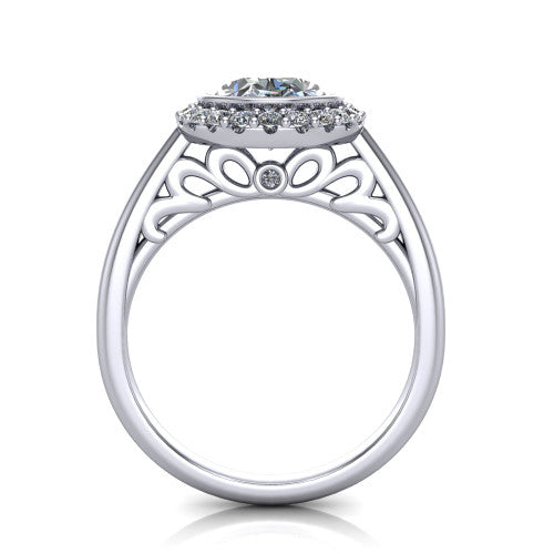 Remi Oval Shape Halo Engagement Ring in 14K White Gold