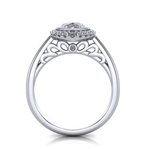 Remi Pear Shape Halo Engagement Ring in 18K White Gold