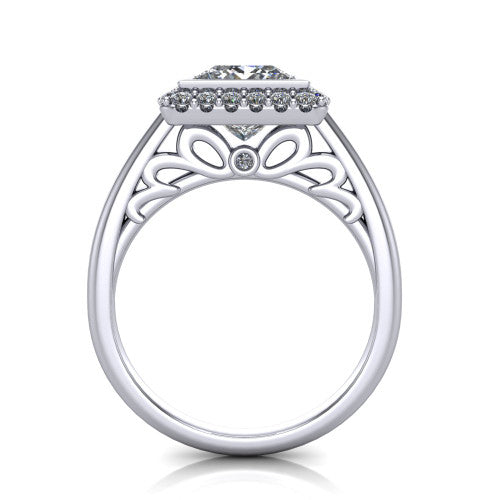 Remi Princess Shape Halo Engagement Ring in 14K White Gold