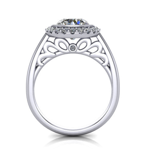 Remi Round Shape Halo Engagement Ring in 14K White Gold