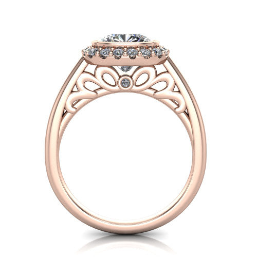 Remi Cushion Shape Halo Engagement Ring in 14K Rose Gold