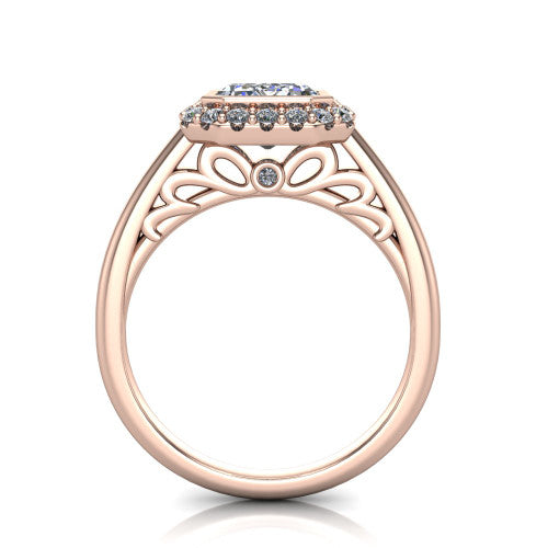 Remi Emerald Shape Halo Engagement Ring in 18K Rose Gold