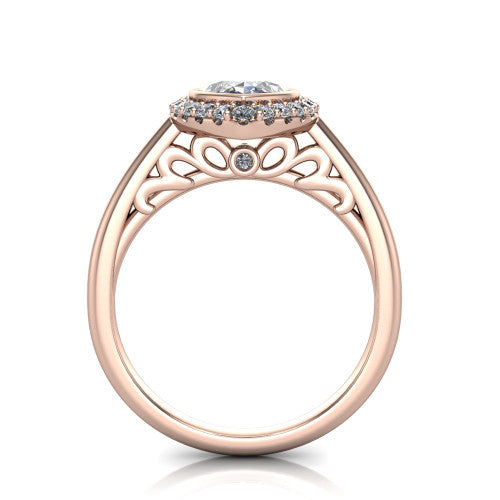 Remi Marquise Shape Halo Engagement Ring in 18K Rose Gold