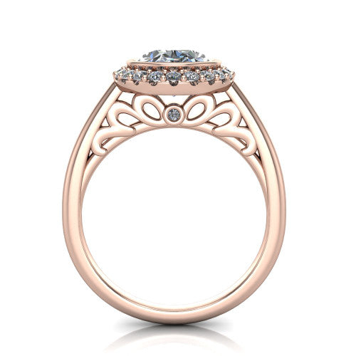 Remi Oval Shape Halo Engagement Ring in 14K Rose Gold