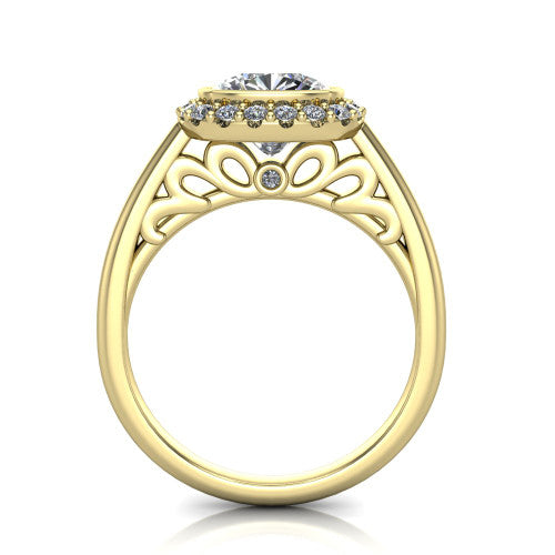 Remi Cushion Shape Halo Engagement Ring in 18K Yellow Gold