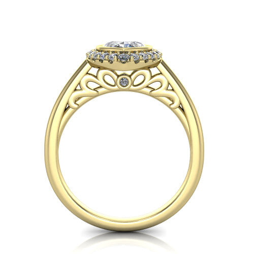 Remi Marquise Shape Halo Engagement Ring in 14K Yellow Gold