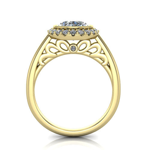 Remi Oval Shape Halo Engagement Ring in 14K Yellow Gold