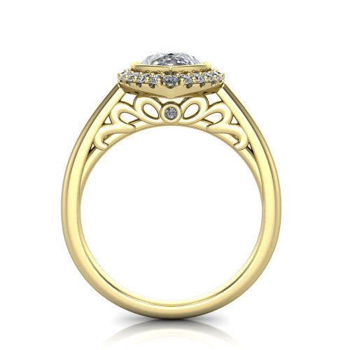 Remi Pear Shape Halo Engagement Ring in 18K Yellow Gold