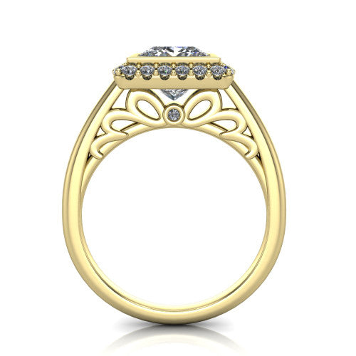 Remi Princess Shape Halo Engagement Ring in 14K Yellow Gold