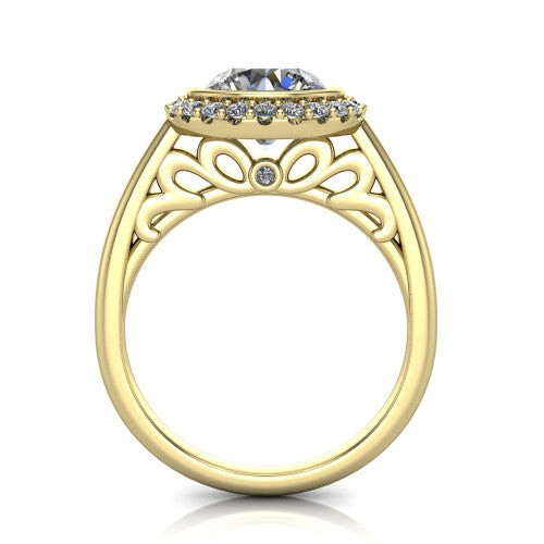 Remi Round Shape Halo Engagement Ring in 14K Yellow Gold