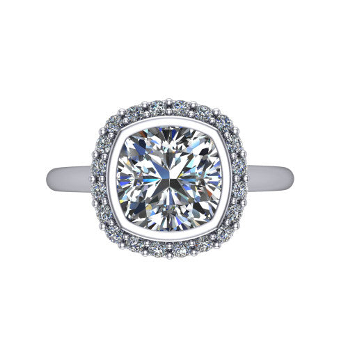 Remi Cushion Shape Halo Engagement Ring in Platinum