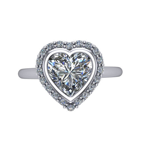 Remi Heart Shape Halo Engagement Ring in Platinum