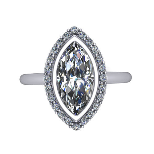 Remi Marquise Shape Halo Engagement Ring in 14K White Gold