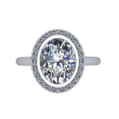Remi Oval Shape Halo Engagement Ring in 18K White Gold