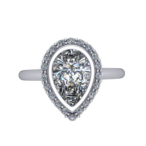 Remi Pear Shape Halo Engagement Ring in 14K White Gold