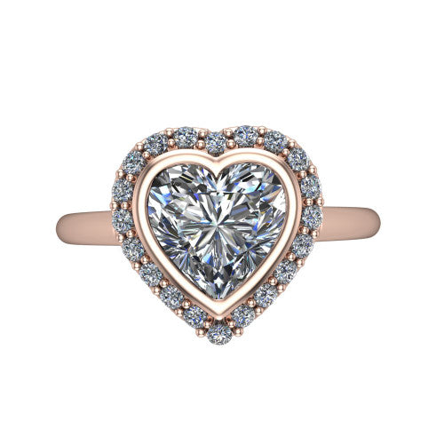 Remi Heart Shape Halo Engagement Ring in 18K Rose Gold