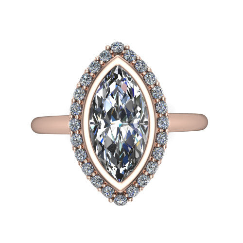 Remi Marquise Shape Halo Engagement Ring in 14K Rose Gold