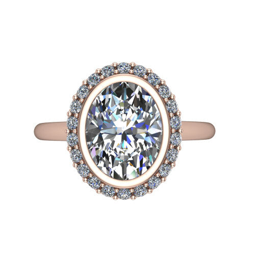 Remi Oval Shape Halo Engagement Ring in 14K Rose Gold