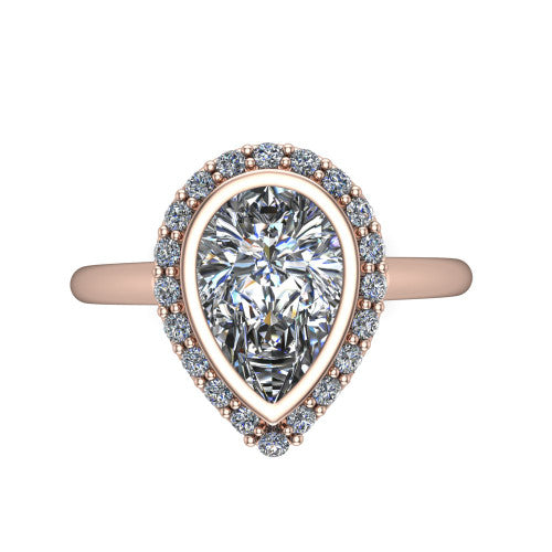 Remi Pear Shape Halo Engagement Ring in 18K Rose Gold