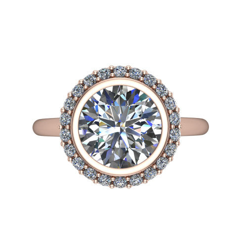 Remi Round Shape Halo Engagement Ring in 18K Rose Gold