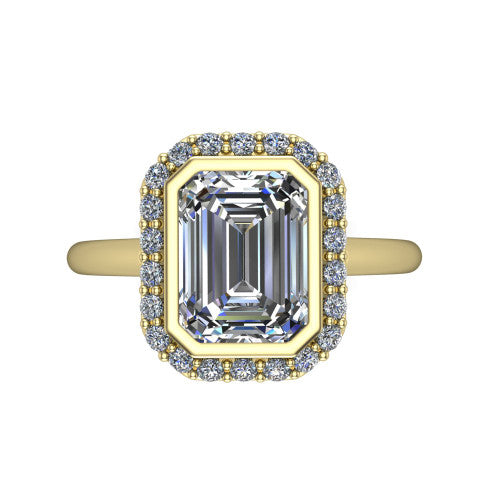 Remi Emerald Shape Halo Engagement Ring in 14K Yellow Gold