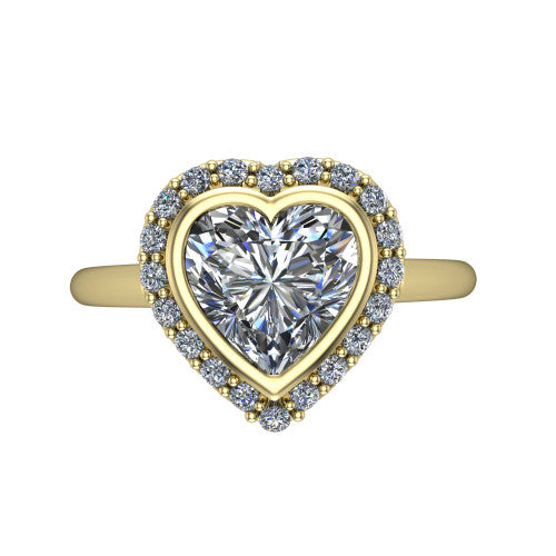 Remi Heart Shape Halo Engagement Ring in 14K Yellow Gold