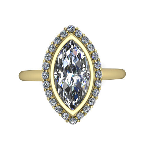 Remi Marquise Shape Halo Engagement Ring in 18K Yellow Gold