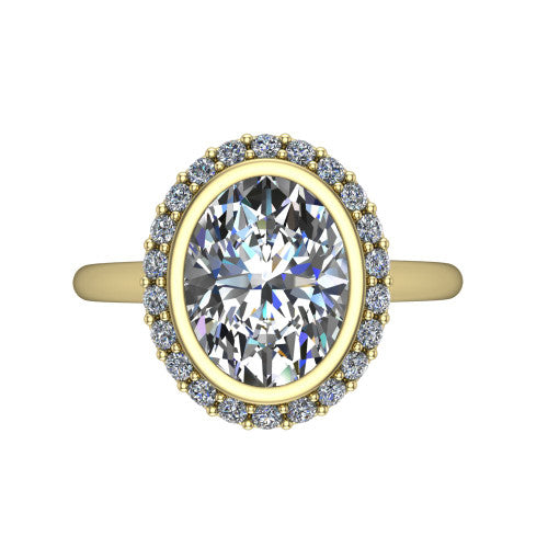 Remi Oval Shape Halo Engagement Ring in 18K Yellow Gold