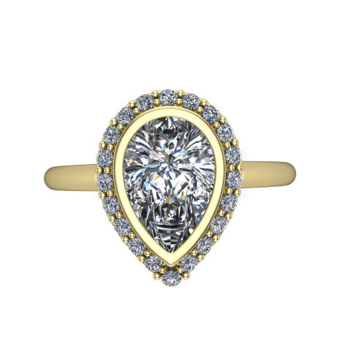 Remi Pear Shape Halo Engagement Ring in 14K Yellow Gold