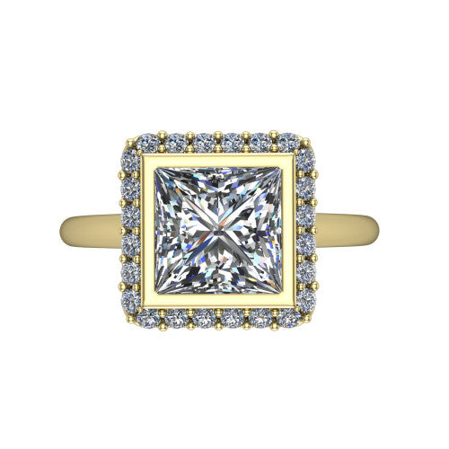 Remi Princess Shape Halo Engagement Ring in 14K Yellow Gold